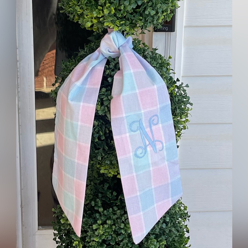 Wreath or topiary sash custom embroidery